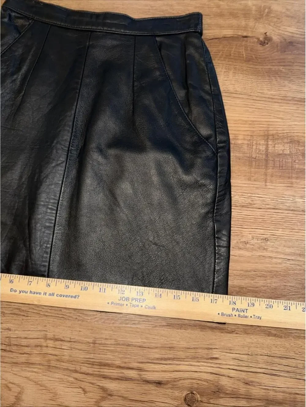 Vintage Leather Skirt Black Small / Size 4 High Waist Mini Skirt Pockets Soft